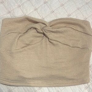 Beige Textured Tube Top